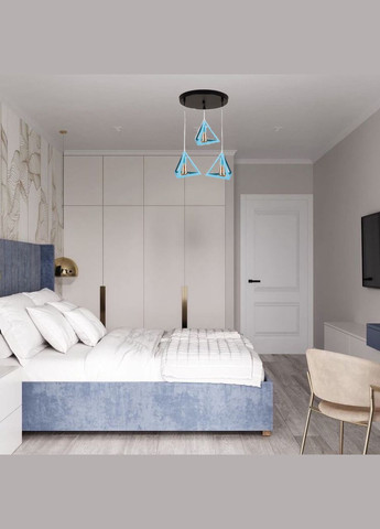 Кольорова люстра з блакитними пірамідами (56-PR220F-3 BK+ВL) No Brand (370070457)