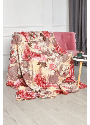 Плед бежевого цвета с принтом размер 200*220 Let's Shop (362475590)