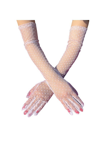 Довгі фатинові рукавички в горох весільні Honey Fashion Accessories S/M/L (7-35/1) No Brand (313286065)