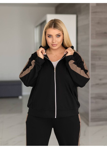 Жіночий спортивний костюм з двонитки з контрастними вставками No Brand (367853287)