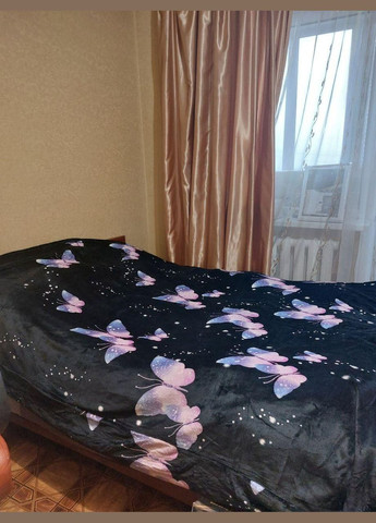 Роскошное постельное белье 200х230 с бабочками наволочки 2х 50х70 + 2х 70х70 Черный (П4Кvelur006) No Brand (308755030)