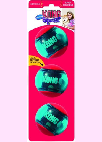 Игрушка мяч-пищалка для собак малых пород Squeezz Action Ball S 3 шт (035585464084) KONG (329994690)
