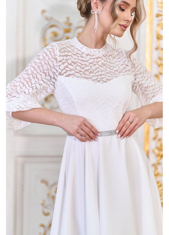 Молочное коктейльное платье с кружевным верхом и расклешенной юбкой 25008 молочное Tanita-Romario