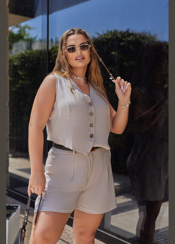 Літній жіночий костюм з шортами з льону Fashion Girl Aspen (300075406)