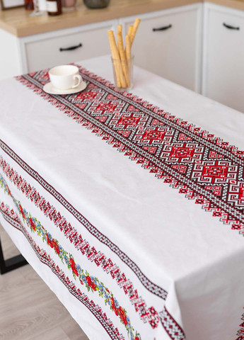 Скатерть хлопковая "Буковина" (красная) 1.5м х 2.2м (раскладной стол) Homedec - (352767919)