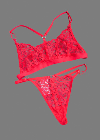 Красный эротический комплект белья со свободным доступом (на регуляторах) No Brand без косточек кружево