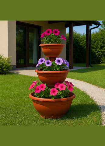 Цветочный каскад тройной пластиковый 65 см терракота Ламела Lamela (366818078)