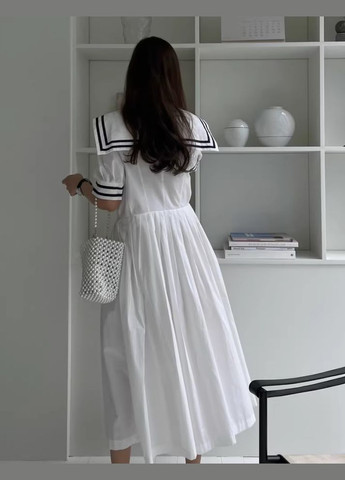 Білий біла сукня з коміром 111201 No Brand