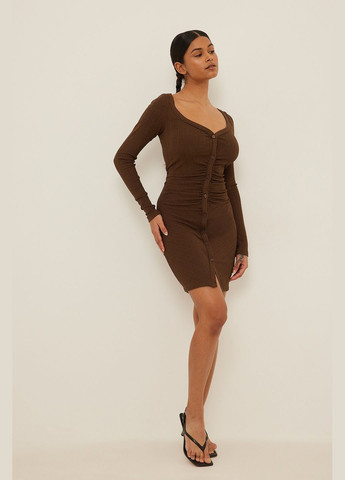 Коричневое платье демисезон,коричневый, NA-KD
