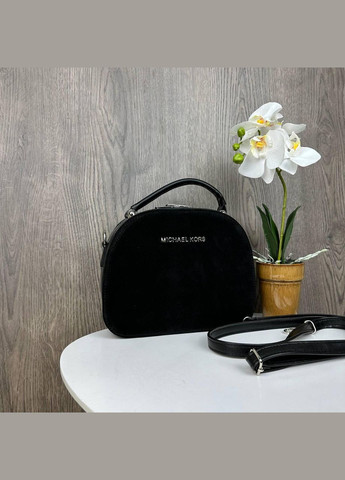 Жіноча замшева сумка клатч на плече з двома блискавками натуральна чорна замша (sku_1437) No Brand (330576635)