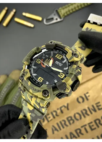 Часы наручные 002 Тризуб золото Army Green тактические с камуфляжным ремешком Awarder (411548867)