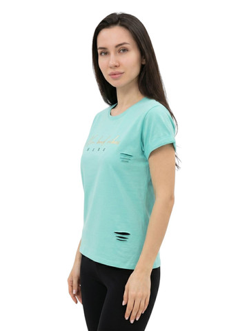 Жіноча однотонна футболка Оливковий 40-44 (7041) Pink Daisy - (393594763)
