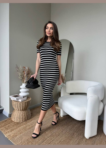 Черное повседневный платье женское Україна в полоску