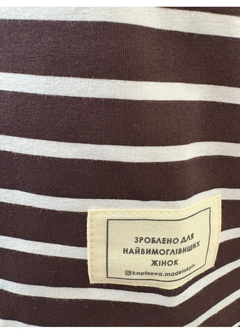 Женская футболка в полоску трикотажная свободного кроя MKKS280125-4 KAPTSOVA - (388471206)