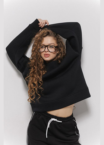 Черный женский утепленный свитшот серый oversize Arjen (304251346)