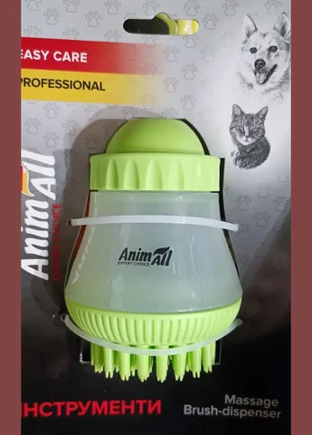 Масажна щітка Groom MG8704 для купання із дозатором під шампунь зелена AnimAll (278309173)