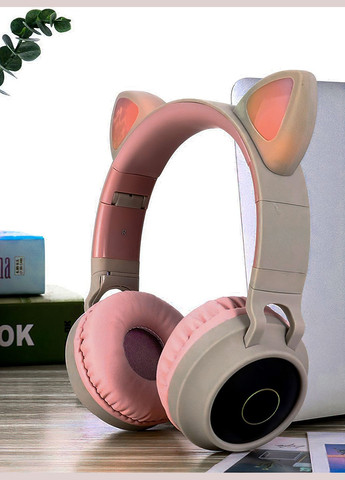 Бездротові дитячі наушники з котячими вушками що мигають BT028C Бежевий 50379 DobraMAMA (306747231)