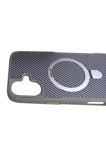 TPU+PC чохол Metal Buttons with MagSafe Carbon Ring для Apple iPhone 16 (6.1") Grey No Brand (366832777)