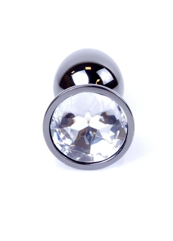 Анальная пробка HeavyFun Classic Jewellery Dark Silver Plug, диаметр 2,7 см, длина 7 см, Clear B Series (397058186)