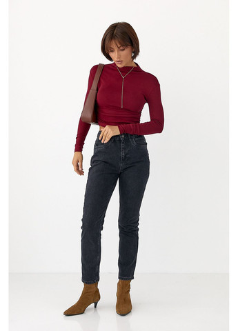 Женская однотонная водолазка с драпировкой Lurex (362115975)