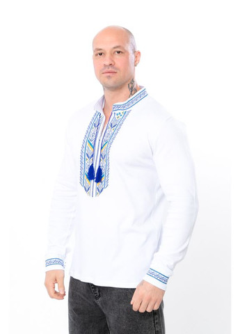 Голубая мужская вышиванка с длинным рукавом (p-760) Носи своє узор украинская символика (297467664)