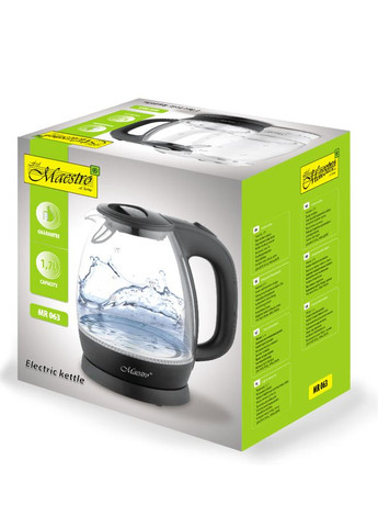 Електрочайник MR-063-Black (MR-063-BLACK) 1,7 л, 2200 Вт Maestro (323637355)