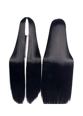 Перука довга чорна без гриви густого волосся 100 см, перука на голову без чубчика No Brand (326766793)