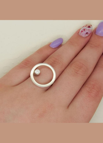 Серебряное кольцо круг и камушек "Потрясное" 18 No Brand (350667360)