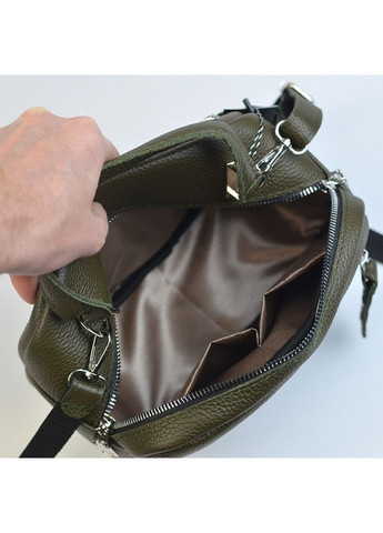 Сумка жіноча маленька шкіряна молодіжна крос-боді через плече кольору хакі Serebro (371392459)