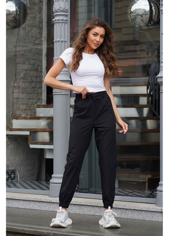 Жіночі спортивні штани чорного кольору з бавовняної плащової тканини Teamv (360641626)