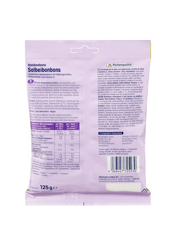 Льодяники для горла Halsbonbons Salbeibonbons зі смаком шавлії без цукру з вітаміном C 125 г, від DM Mivolis (360654999)