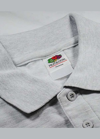 Сіра футболка поло чоловіча premium l/ polo s попелястий (063310093s) з коротким рукавом Fruit of the Loom
