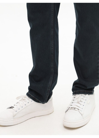 Темно-синие демисезонные прямые джинсы мужские сине-коричневые прямые со стрейчем без потертостей Пряма ARCHILES