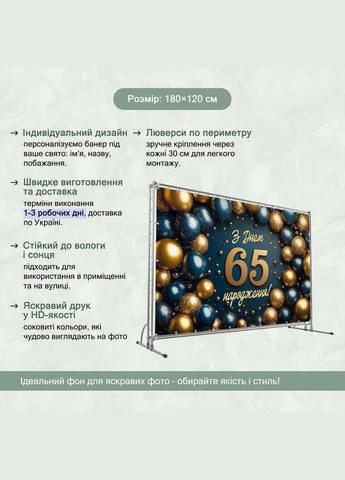 Баннер для фотозоны "С Днем рождения" | 1.8×1.2 м | Праздничный фон №42304 Vinylpex (360983121)