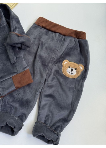 Комбинированный демисезонный костюм тройка bear серый 1573 No Brand