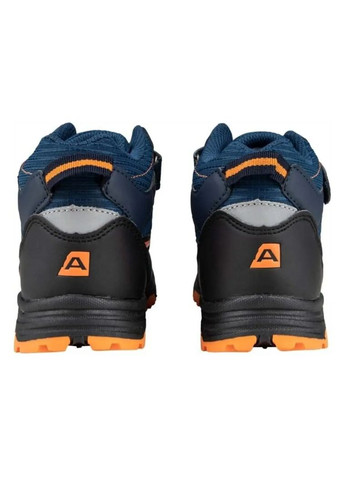 Синие повседневные осенние осенние детские ботинки для мальчика тёмно-синие с оранжевым на липучке Alpine Pro
