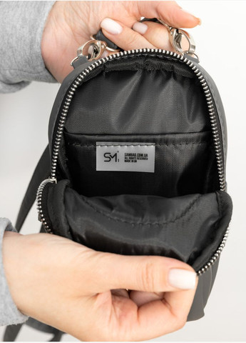 Сумка женская через плечо из искусственной кожи бананка на пояс для телефона Modena SGS Графитовый Sambag (302007322)