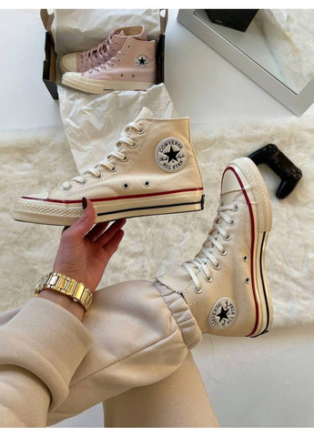 КЕДЫ ЖЕНСКИЕ CONVERSE CHUCK 70 CLASSIC HIGH TOP КОНВЕРС No Brand бежевые демисезоны (368888209)