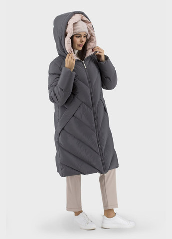 Сірий зимній Пуховик No Brand