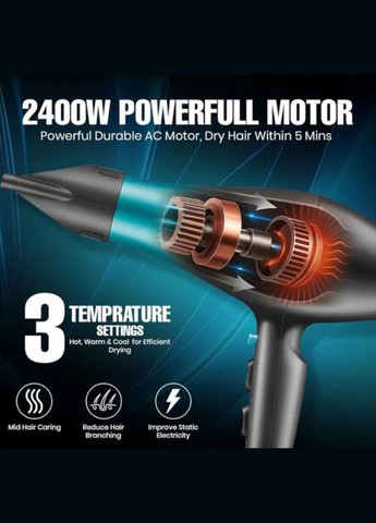 Фен для волос 2000 Вт,2 скорости для сушки и укладки синий (2390000038) VGR V-455 (344465689)