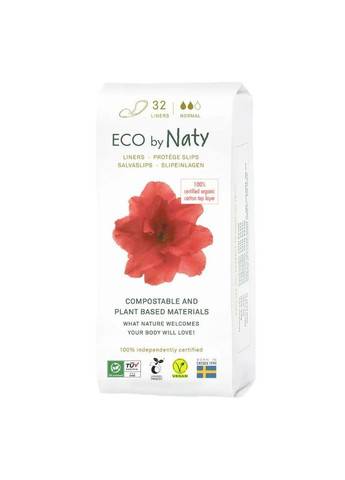 Щоденні гігієнічні прокладки Eco by normal (стандарт) 2 краплі 32шт 244701 Naty (271039589)