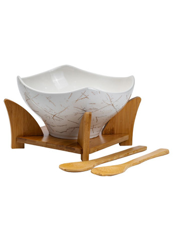 Салатница керамическая с ложкой и вилкой на подставке 22*22*14 см Yiwu (328440562)