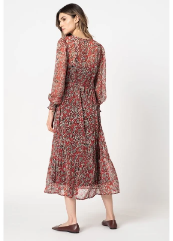Комбинированное платье onlirena life l/s midi dress wvn 15243143-urban red-aop:rocking paisley l красный 15243143-urban red-aop:ro Only