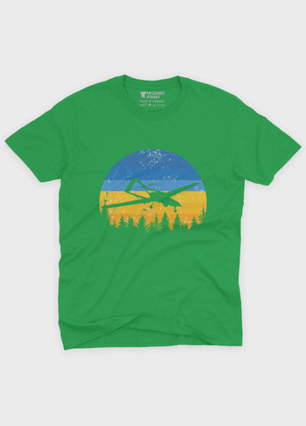Зеленая демисезонная футболка для девочки с патриотическим принтом байрактар (ts001-5-keg-005-1-127-g) Modno
