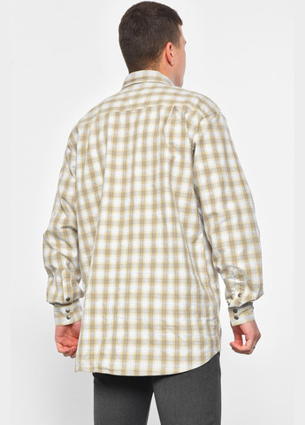 Сорочка чоловіча батальна бежевого кольору в клітку Let's Shop (293765082)