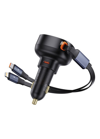 Автомобільний зарядний пристрій Enjoyment Pro Car Charger C+Retractable C & iP Cable 60W Cluster Black Baseus Enjoyment Pro C+Retractable C&iP Cable (330032372)