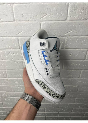 Білі Осінні кросівки чоловічі nike air jordan 3 white blue найк аір джордан No Brand