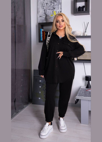 Жіночий костюм двійка з сорочкою колір чорний р.48/50 451183 New Trend (282926259)