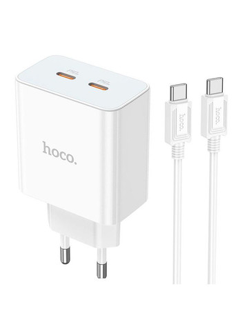 Адаптер мережевий TypeC to Type-C Cable Leader dual port(2C) charger C108A білий набір для заряджання Hoco (293346463)