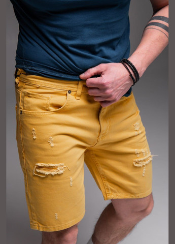 Чоловічі джинсові шорти жовті рвані No Brand (343710607)
